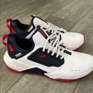Puma White and Red Athletic Shoes
